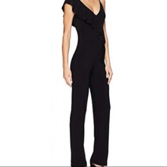 bebe Pants - NWT Black Bebe Ruffle Jumpsuit (Size 10)